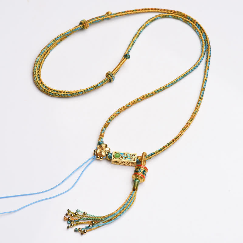 Collier pendentif en cuivre avec Buddha Stones colorées