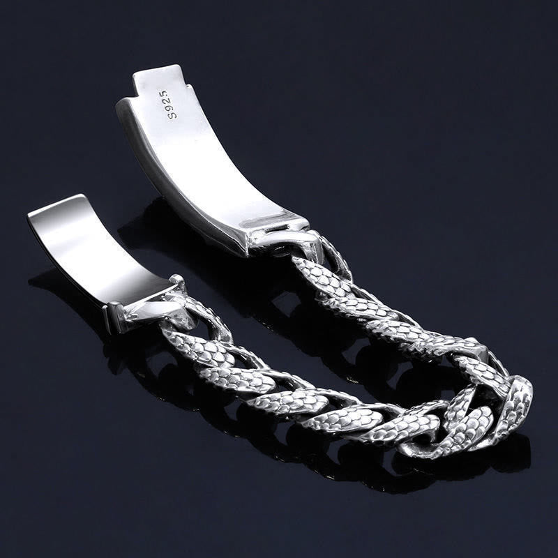 Bracelet de protection gravé à motif d'écailles de dragon rétro Buddha Stones