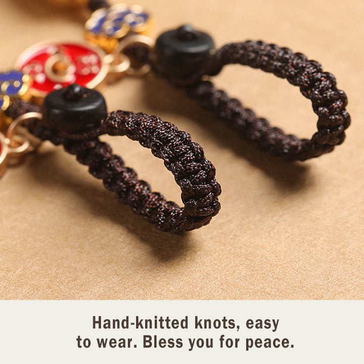 Porte-clés en bois d'ébène avec Buddha Stones, chat porte-bonheur, nuage de bon augure, paix, décoration à suspendre pour téléphone - image 16