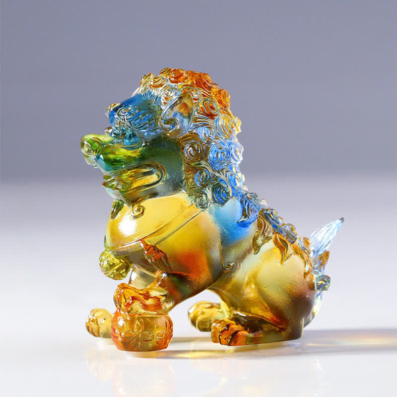 Pièce d'art en cristal de lion Liuli faite à la main Décoration de bureau à domicile
