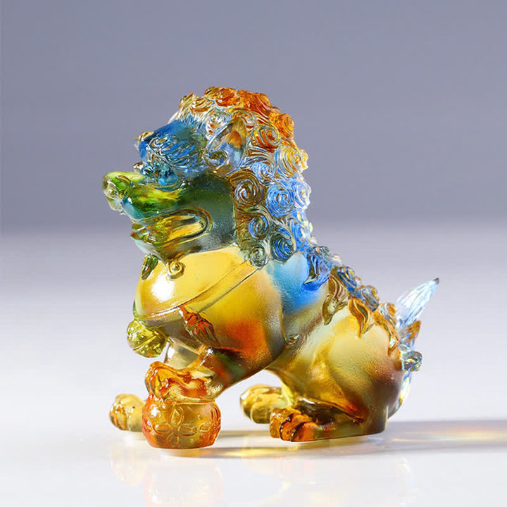 Pièce d'art en cristal de lion Liuli faite à la main Décoration de bureau à domicile