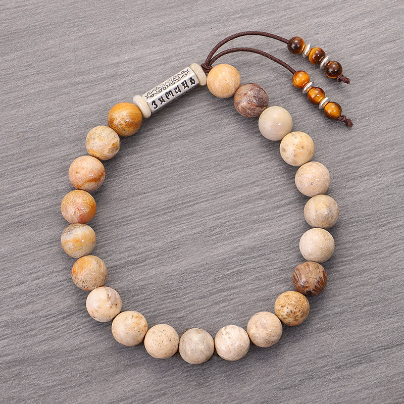 Bracelet de renforcement en pierre vieillie Buddha Stones Om Mani Padme Hum