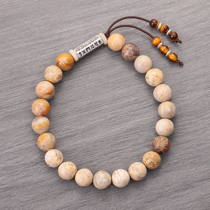 Bracelet de renforcement en pierre vieillie Buddha Stones Om Mani Padme Hum