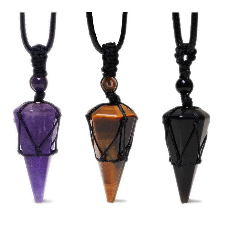 Collier pendentif pointu en pierre naturelle Buddha Stones