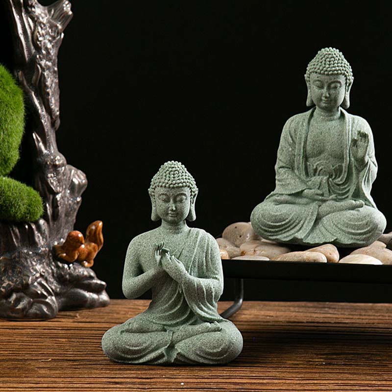Buddha Stones Méditation Tibétaine Contemplation Bouddha Sérénité Compassion Statue Figurine Décoration