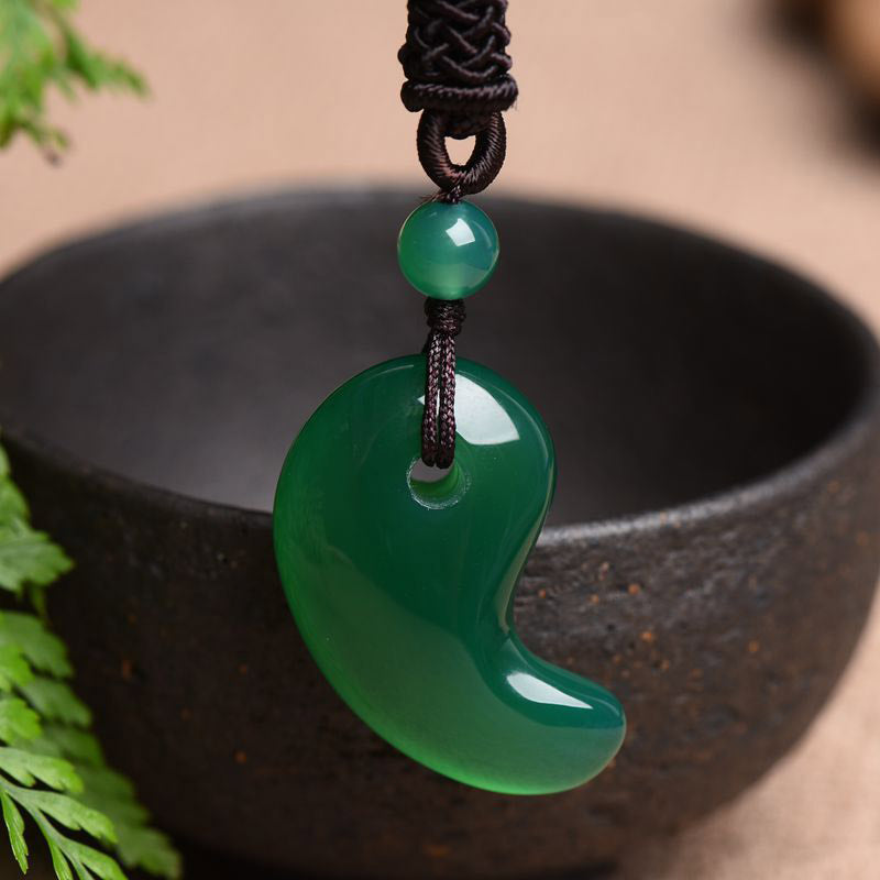 Collier de confiance et de calme en agate rouge et agate verte à motif de lune - Agate verte - image 7