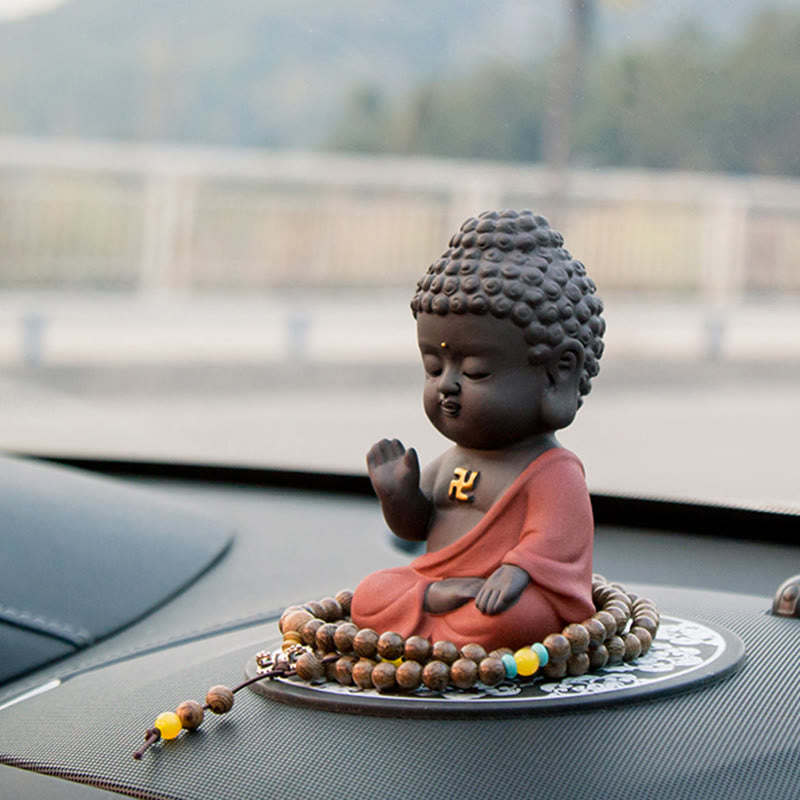 Buddha Stones Petit Bouddha Sérénité Argile violette Décoration de bureau à domicile