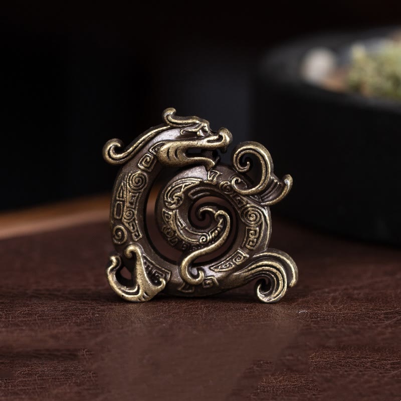 Brûleur d'encens en alliage de zinc à motif de dragon de bon augure en forme de mini Buddha Stones