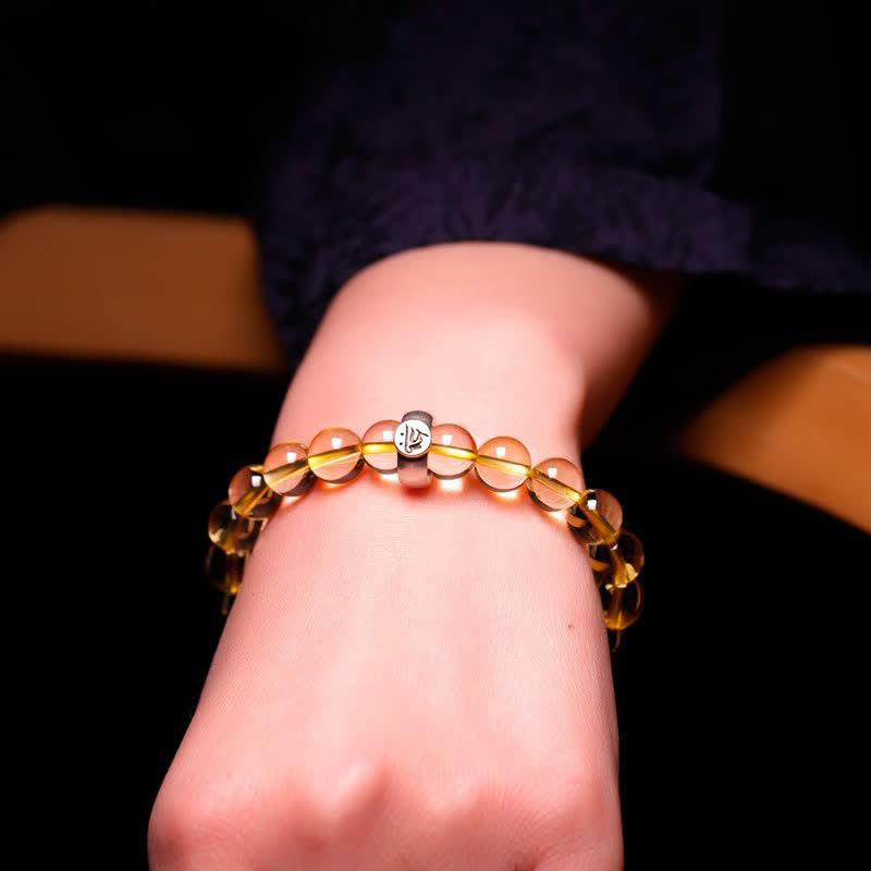 Bracelet de protection en argent sterling 925 avec pendentif en citrine et bouddha du zodiaque chinois