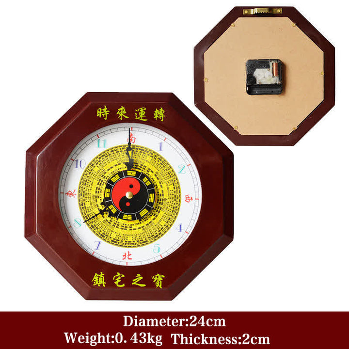 Horloge murale Feng Shui Bagua Map Balance Energy Map - Carte Bagua rouge foncé et horloge murale 24 cm - image 1