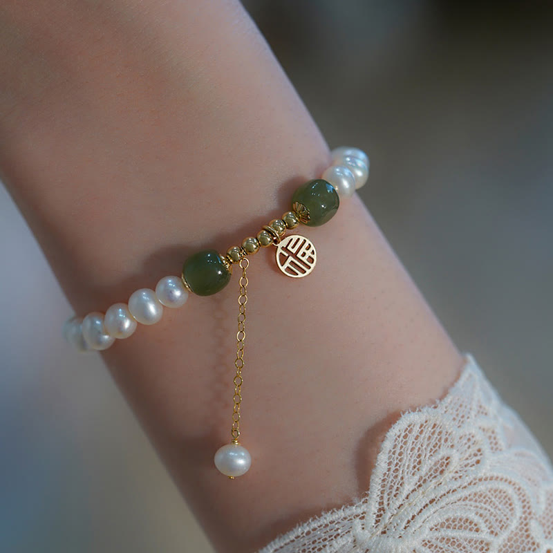 Bracelet de perles de sagesse et de bonheur en jade Hetian naturel