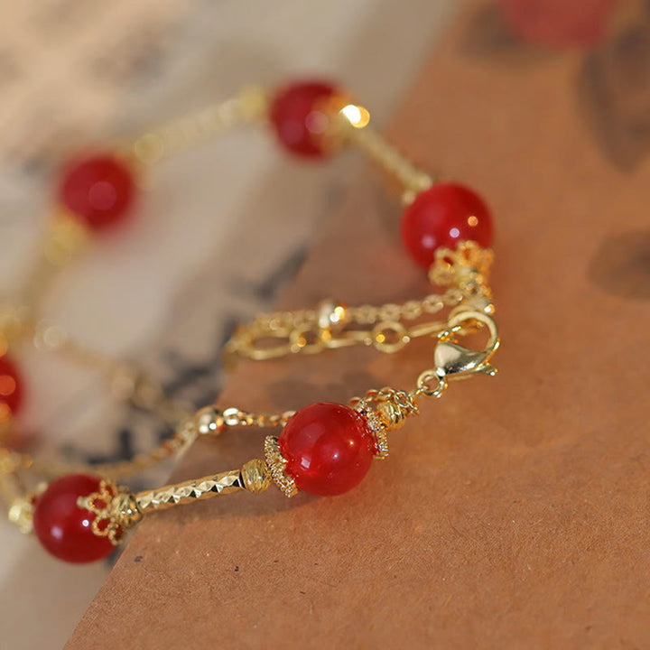 Bracelet d'acceptation de soi avec breloque en agate rouge et Buddha Stones Fu
