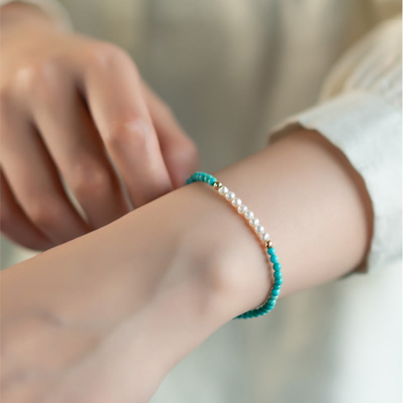 Bracelet en perles de turquoise naturelles en argent sterling 925 de Buddha Stones - image 4