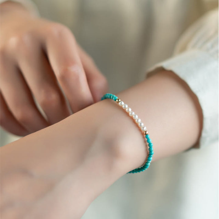 Bracelet en perles de turquoise naturelles en argent sterling 925 de Buddha Stones