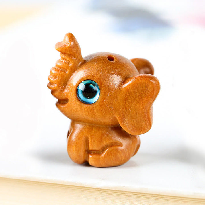 Buddha Stones Bois de santal Petite feuille Bois de santal rouge Bois de santal vert Mini éléphant porte-bonheur sculpté Décoration de protection - Bois de santal (Protection ♥ Calme) - image 3