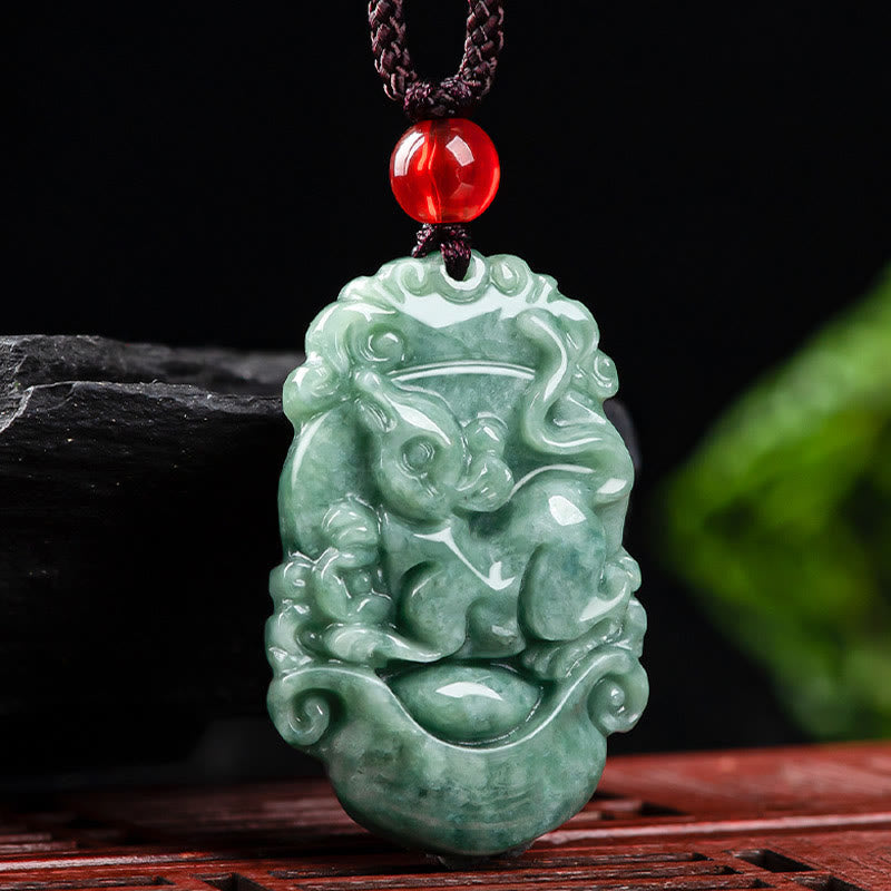 Buddha Stones pendentif de prospérité en jade naturel avec 12 signes du zodiaque chinois - image 10