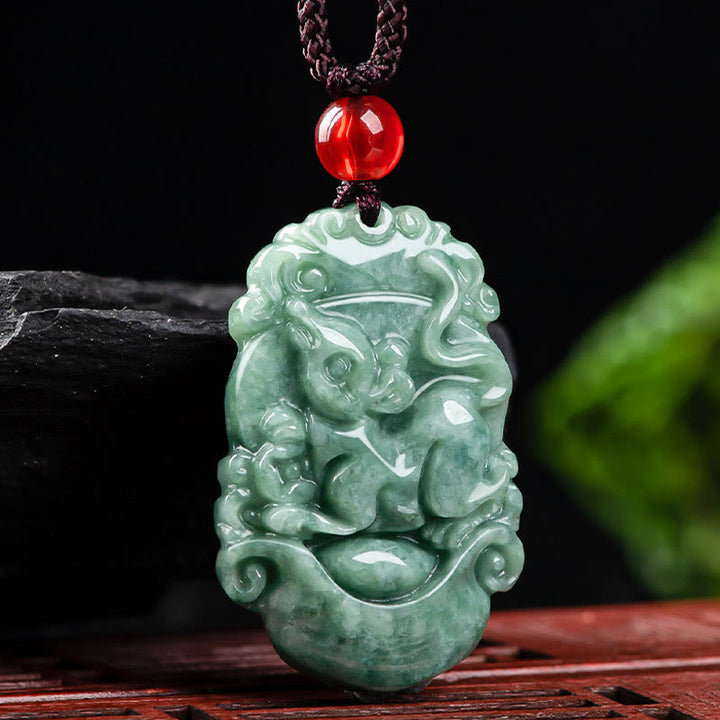 Buddha Stones pendentif de prospérité en jade naturel avec 12 signes du zodiaque chinois - image 10