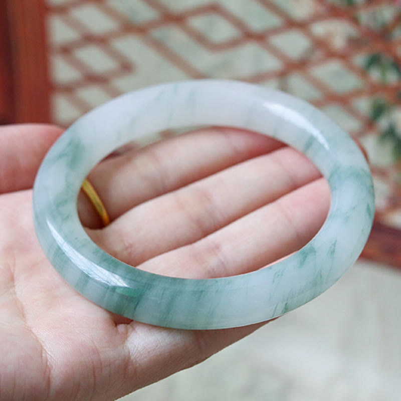 Bracelet jonc en jade naturel Buddha Stones pour la chance et la prospérité