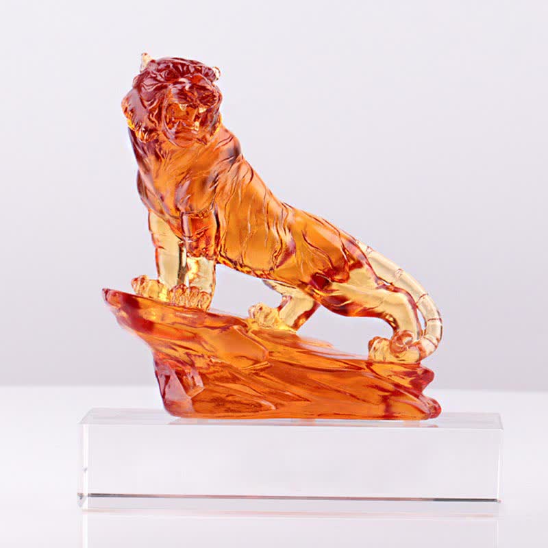 Pièce d'art en cristal de tigre Liuli faite à la main, protection de la décoration de la maison - image 19