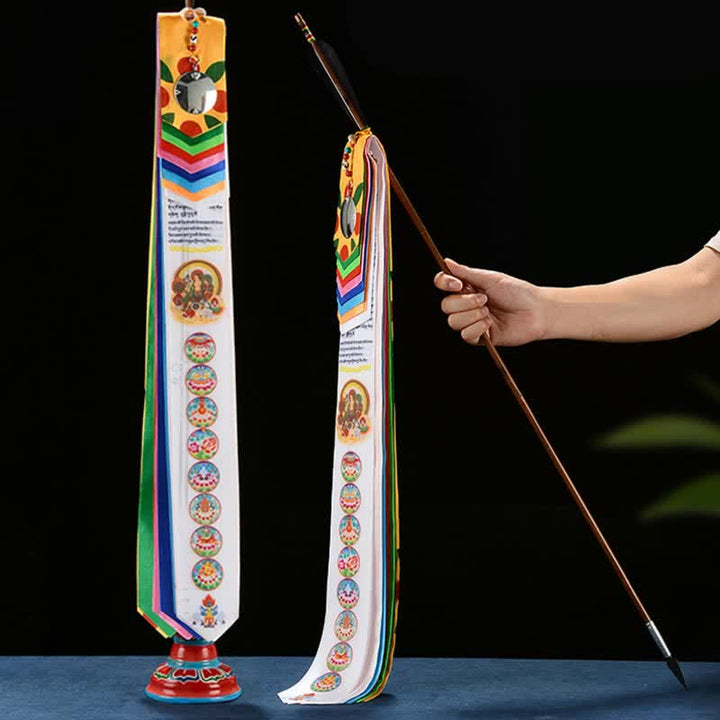 Drapeau de prière tibétain à huit symboles de bon augure - Flèche porte-bonheur - image 0