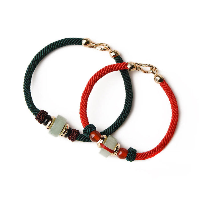 Bracelet porte-bonheur tressé en aventurine verte tibétaine avec Buddha Stones