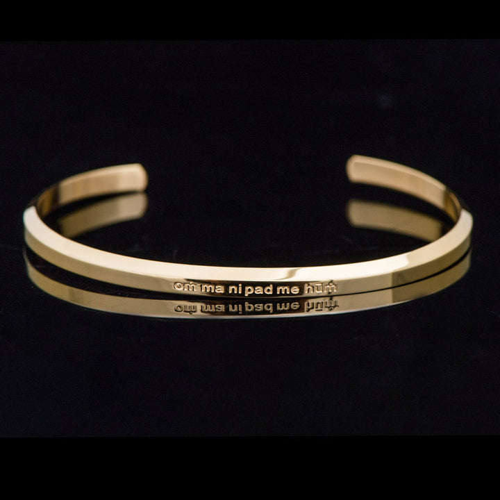 Bracelet de protection et de bénédiction en acier titane gravé avec six mots vrais de Buddha Stones