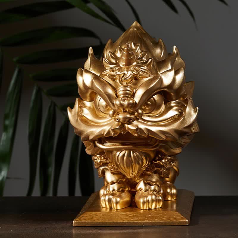 Statue de lion en Buddha Stones en résine résistante pour décoration de maison ou de bureau - image 2