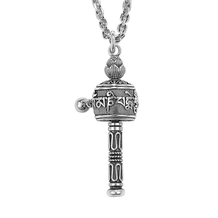 Collier pendentif rotatif en Buddha Stones tibétain Om Mani Padme Hum avec roue de prière Lotus Sagesse