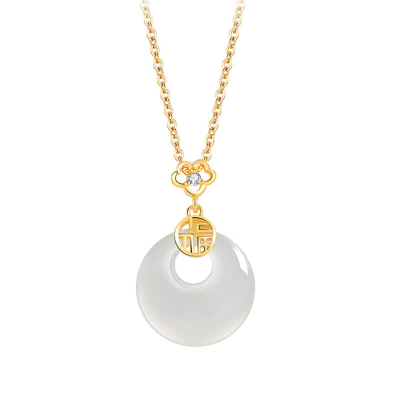 Collier pendentif porte-bonheur en argent sterling 925 Buddha Stones et agate blanche