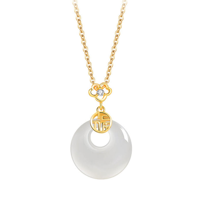 Collier pendentif porte-bonheur en argent sterling 925 Buddha Stones et agate blanche