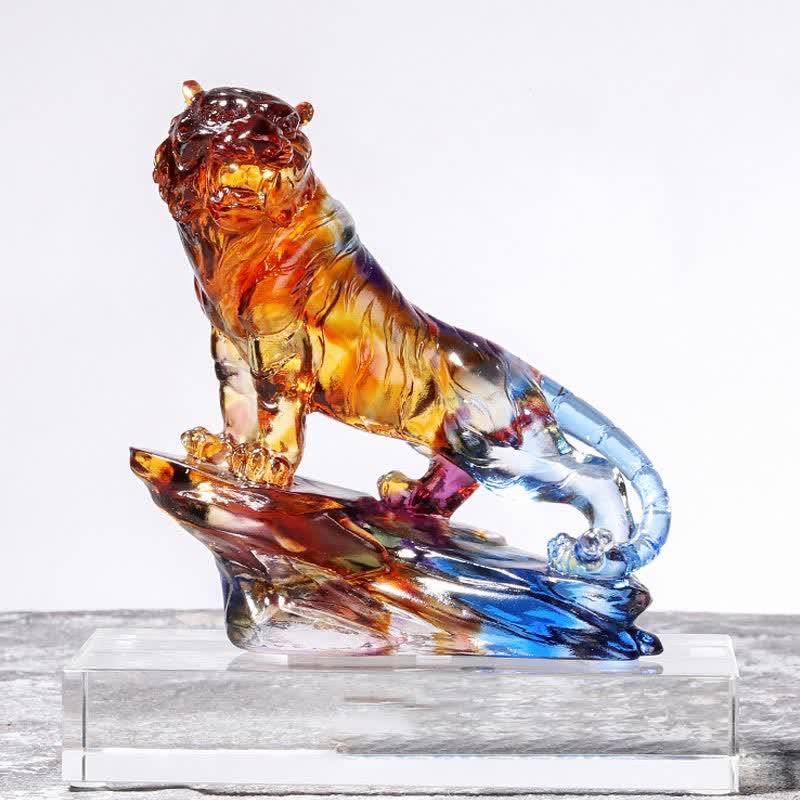 Pièce d'art en cristal de tigre Liuli faite à la main, protection de la décoration de la maison - image 16