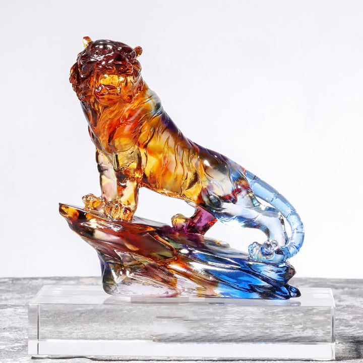 Pièce d'art en cristal de tigre Liuli faite à la main, protection de la décoration de la maison - image 16