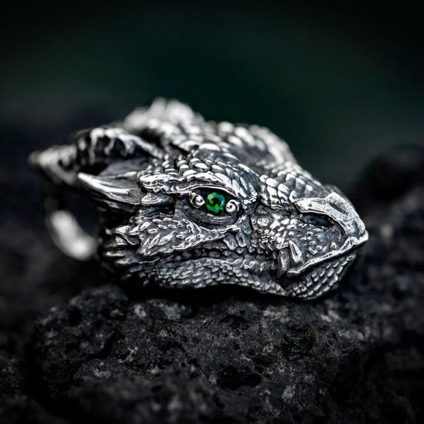 Collier pendentif en métal avec tête de dragon en étain pur et Buddha Stones - Dragon (Protection ♥ Succès) - image 1