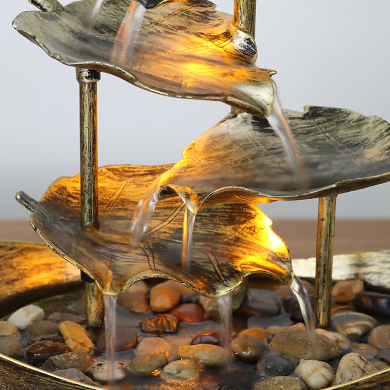 Fontaine cascade en forme de feuille de lotus , Buddha Stones, ornements de table avec lumière LED, décoration de bureau pour la maison - image 8