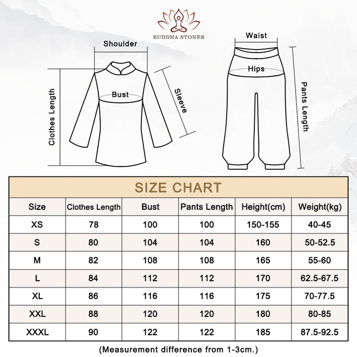 Ensemble de vêtements unisexe 3 pièces pour peinture à l'encre, méditation, prière, spirituel, zen, tai-chi, qigong