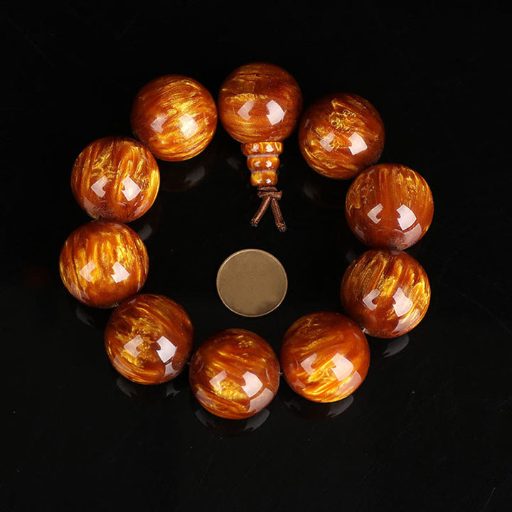 Bracelet Mala positif de réussite en saule de mer doré Buddha Stones