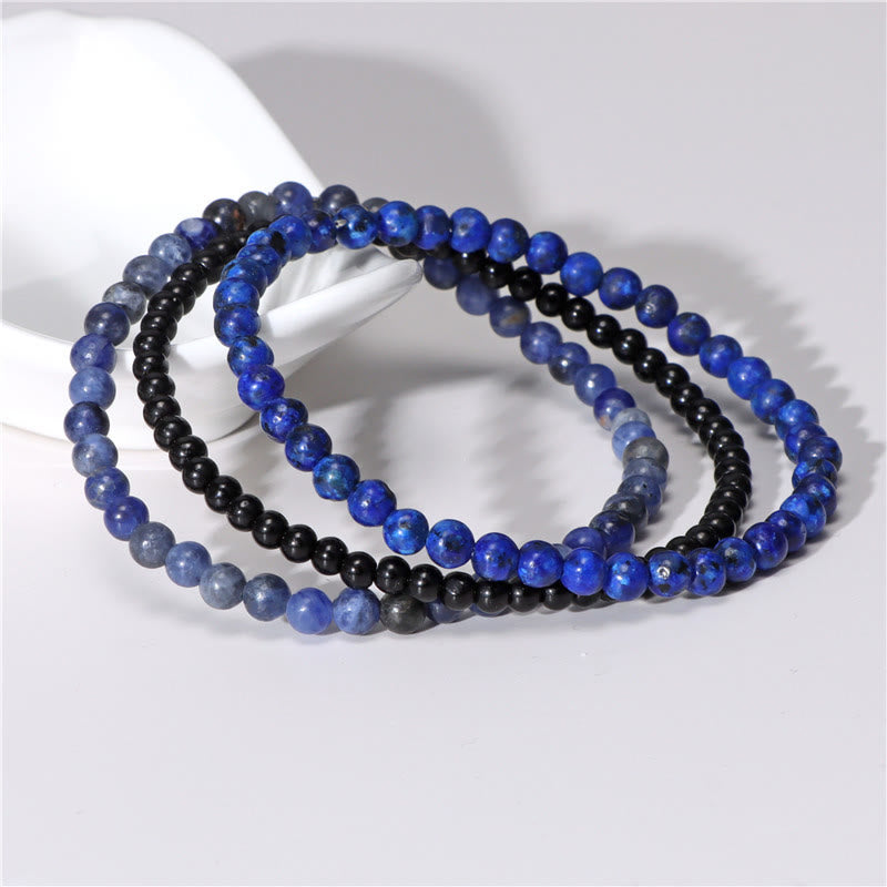 Bracelet spirituel de paix intérieure en pierre de cristal naturel 3 pièces Buddha Stones