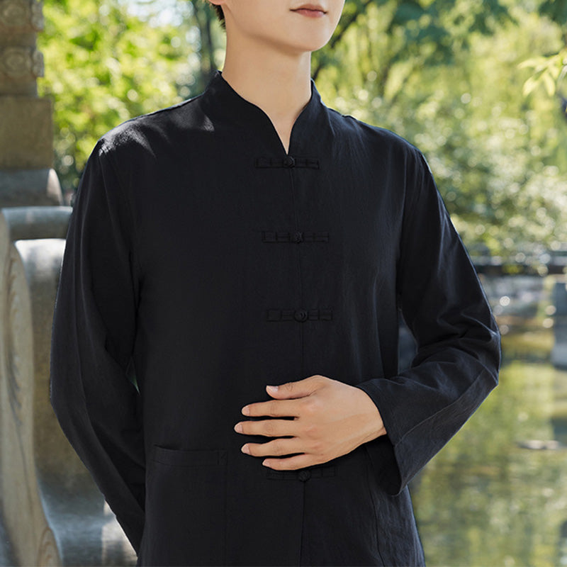Ensemble pour homme en coton et lin avec Buddha Stones, pratique spirituelle zen, yoga, méditation, prière - Noir - US/UK/AU48，EU58 (6XL) - image 2