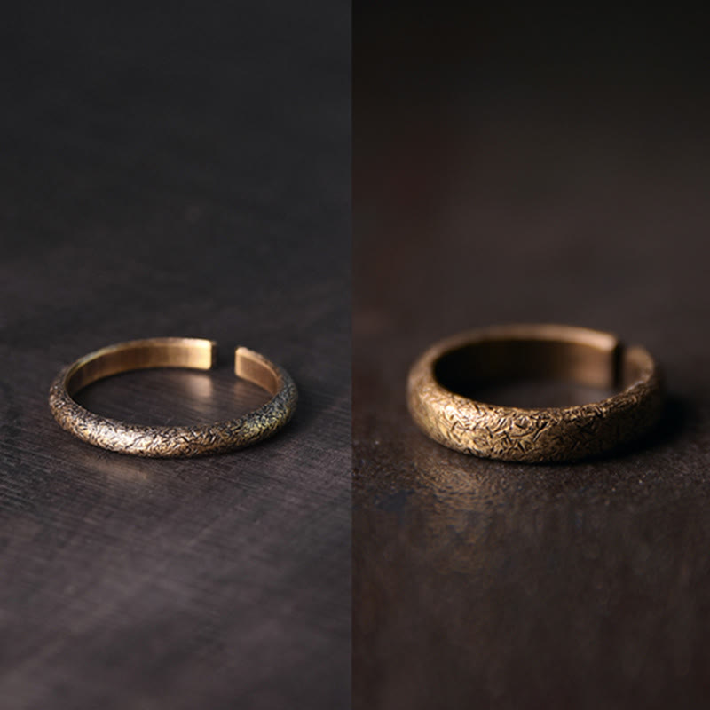 Bague de couple porte-bonheur en cuivre au design texturé vintage tibétain