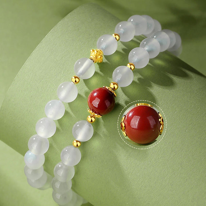 Bracelet de protection double tour en argent sterling 925 et agate blanche naturelle de Buddha Stones
