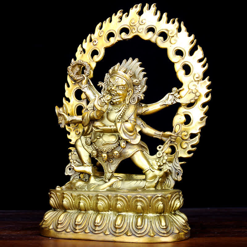 Statue de Bouddha en cuivre de la compassion de Mahakala du Tibet