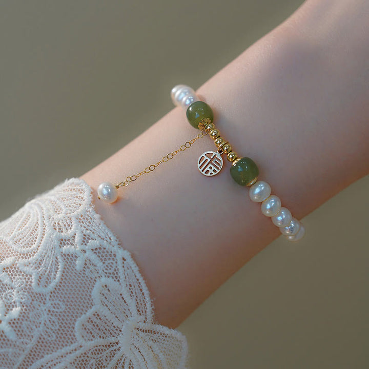 Bracelet de perles de sagesse et de bonheur en jade Hetian naturel