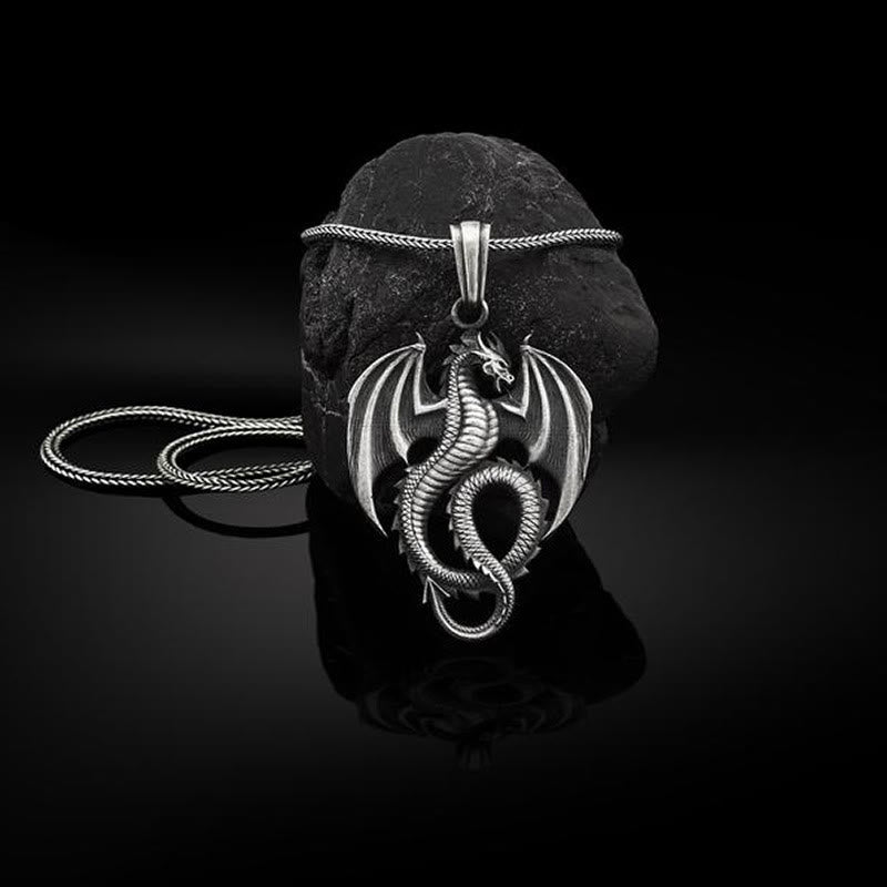 Collier pendentif porte-bonheur et succès en étain pur avec Buddha Stones - Pendentif dragon et chaîne quille - image 1