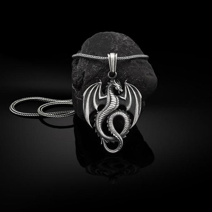 Collier pendentif porte-bonheur et succès en étain pur avec Buddha Stones - Pendentif dragon et chaîne quille - image 1