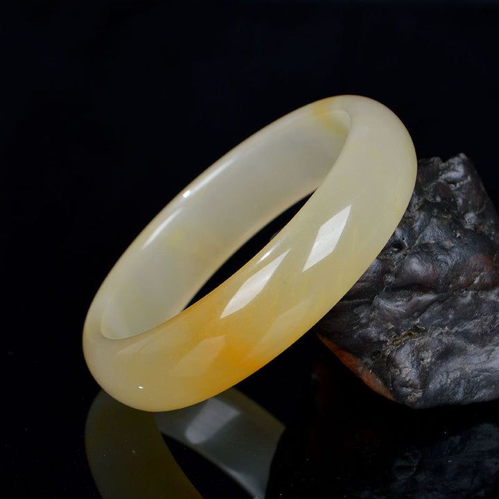 Bracelet jonc en jade de soie doré naturel pour la chance et la richesse