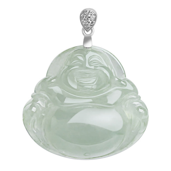 Collier Buddha Stones rieur en jade naturel, pierre de Bouddha, symbole de prospérité et d'abondance, chaîne en acier titane. - image 10