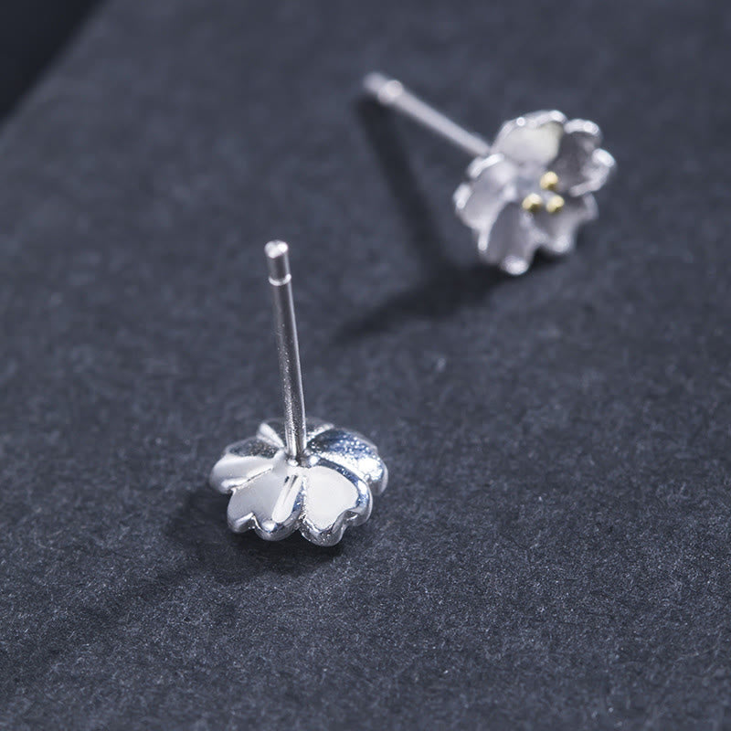 Boucles d'oreilles à tige en argent sterling 925 avec fleurs de cerisier et fleurs calmes de Buddha Stones - image 3
