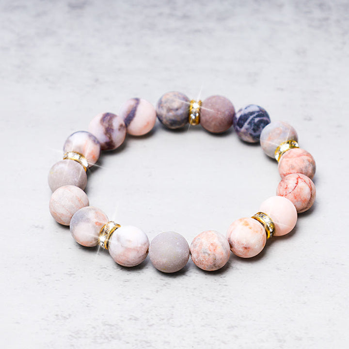 Bracelet de perles en jaspe zèbre en cristal de guérison de l'anxiété et du stress Buddha Stones