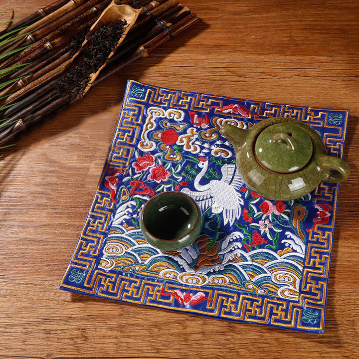 Buddha Stones Pierres Grue Phénix Dragon Kirin Dessous de verre carré Kung Fu