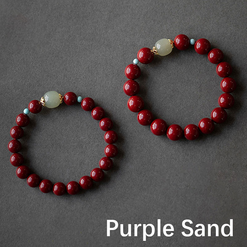 Bracelet porte-bonheur en aventurine verte et cinabre de Buddha Stones